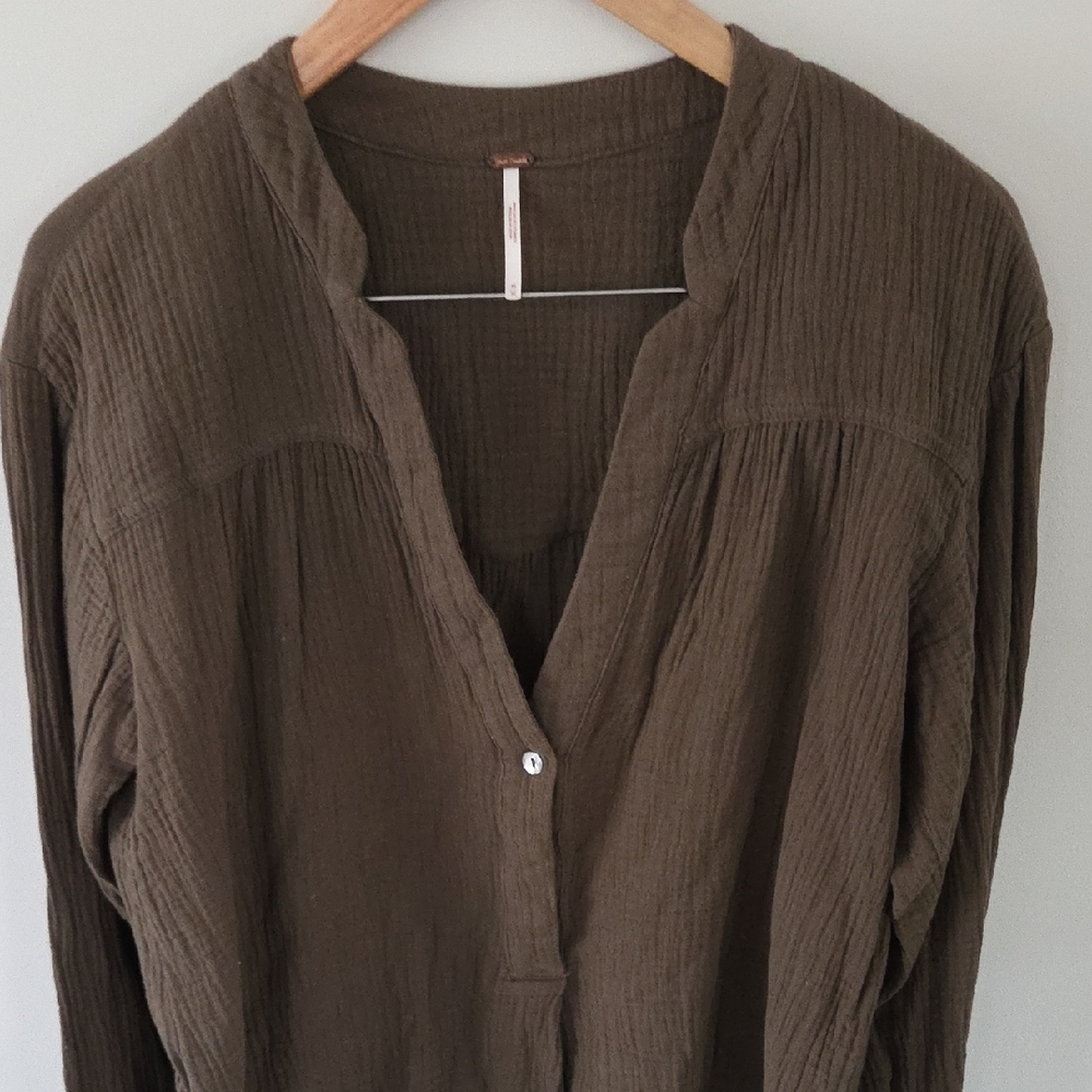 NWOT Free People Olive Blouse - Picture 9 of 9